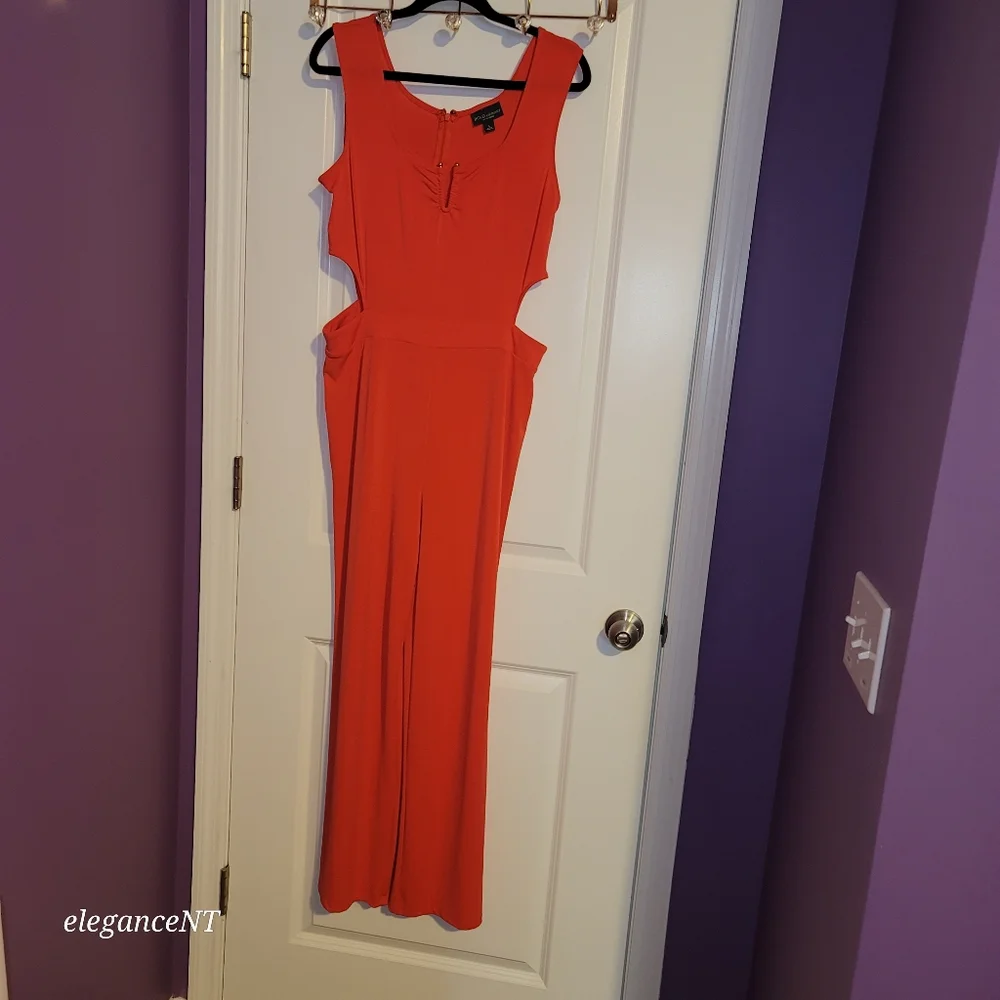 Bold Elements Orange Sleeveless Jumpsuit Sz: Large